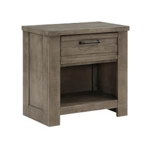 27 in. Gray and Black 1-Drawer Wooden Nightstand