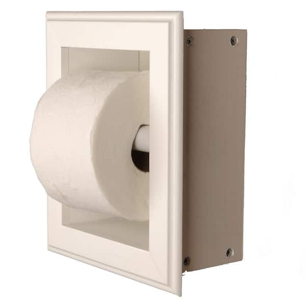 WG Wood Products Newton Recessed Toilet Paper Holder 21 Holder in White Wall Hugger Frame