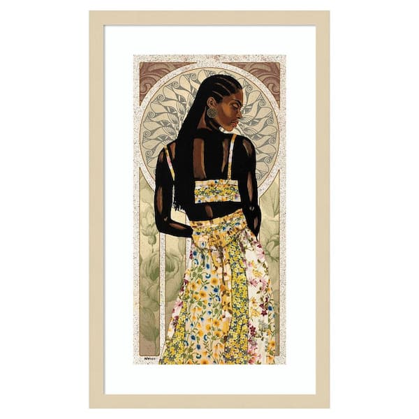 Amanti Art Natural Beauty in Gold II by Alonzo Saunders 15 in. W x 25 in. H. Wood Framed Wall Art Print Framed in Brown