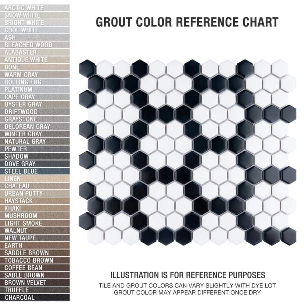 Metro Hex Matte White and Black Porcelain Mosaic Tile