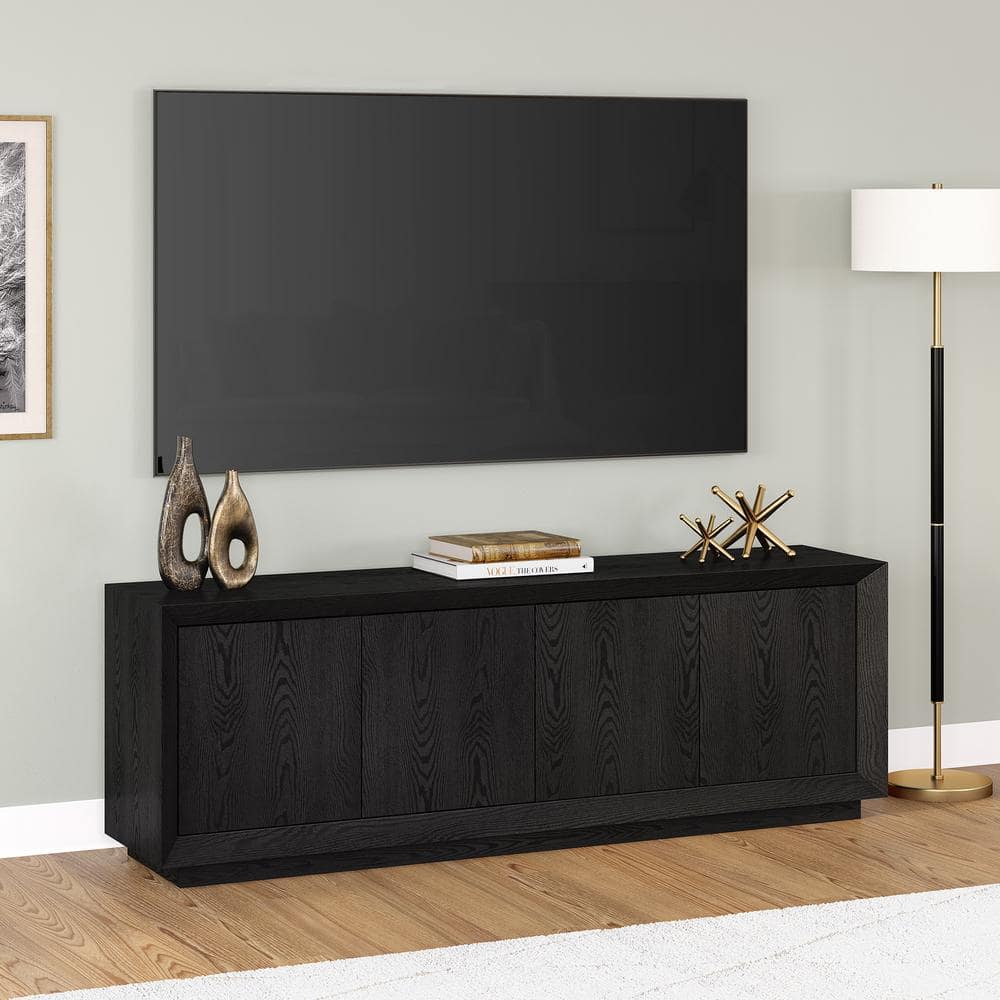 Meyer&Cross Oswald 68 in. Black Grain TV Stand Fits TV's up to 75
