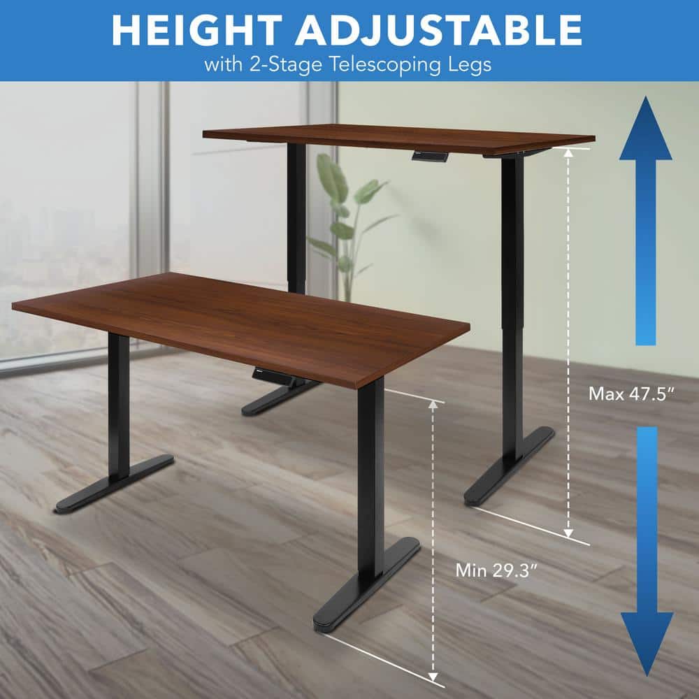 Hazelnut and Black Adjustable Electric Standing Desk with Steel Frame