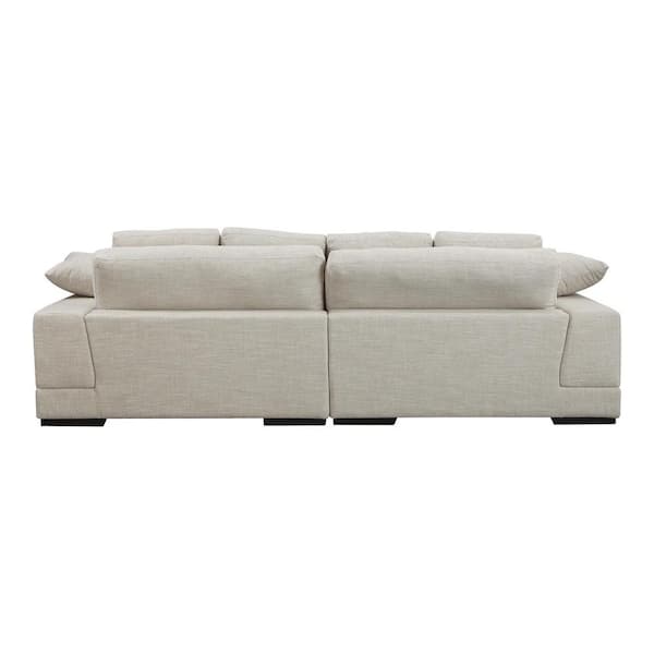 Monland 106 in. Wide Square Arm Polyester Fabric L-Shaped Sofa Oversized Deep-Seated 2-Pieces Sectional Couches in Beige