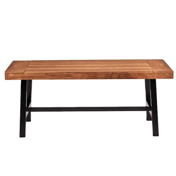 Patio Poplar Wood Coffee Table with Metal Legs