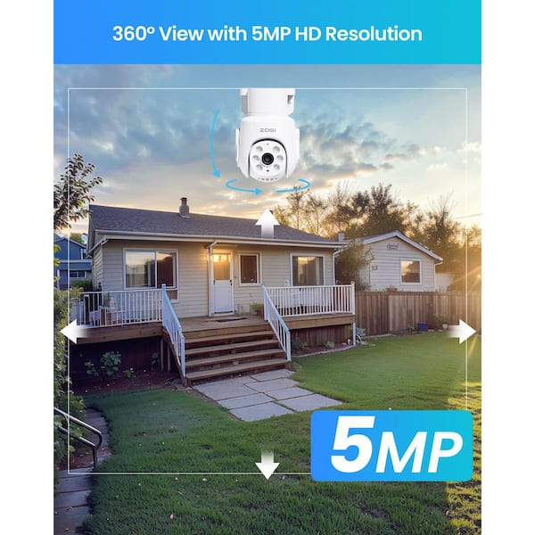 8-Channel 5MP Wi-Fi 6 1TB NVR Security Camera System with 4 360° Pan Tilt Wired Outdoor Cameras and 12 in. Screen