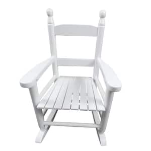 Children's Durable White Wood Indoor or Outdoor Rocking Chair -Suitable for Kids