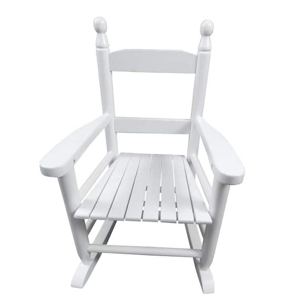 ITOPFOX Children's Durable White Wood Indoor or Outdoor Rocking Chair -Suitable for Kids