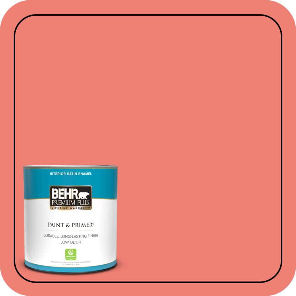 1 qt. #170B-5 Youthful Coral Satin Enamel Low Odor Interior Paint & Primer product image for price tracking