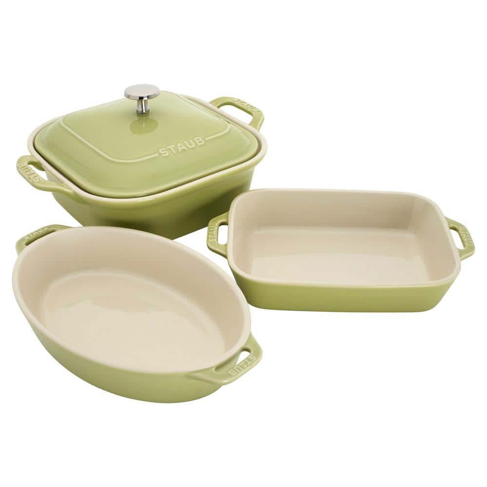 Staub Light Green Ceramic 4-Piece Baking Dish Set