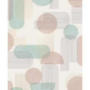 Arch Geo Duck Egg and Pink Non-Pasted Wallpaper (Covers 56 sq. ft.)