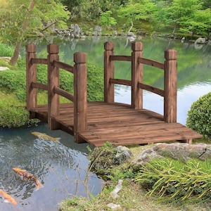 5 ft. Wooden Garden Bridge Arc Stained Finish Footbridge Decorative