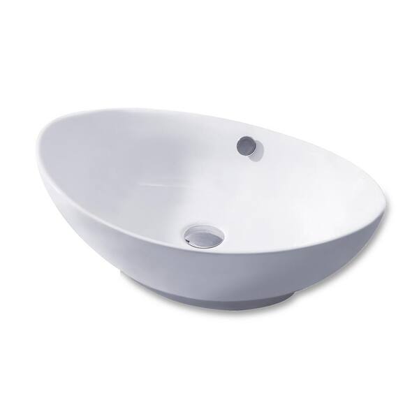 Luxier Oval Bathroom Ceramic Vessel Sink Art Basin In White Cs 004 The Home Depot - How To Install An Oval Bathroom Sink