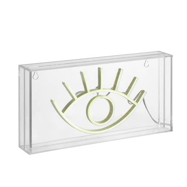 Eye 5.9 in. Yellow Contemporary Glam Acrylic Box USB Operated LED Neon Lamp