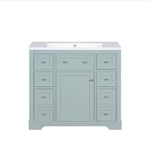 Byna 36 in. W x 18 in. D x 34 in. H Single Sink Freestanding Bath Vanity in Green with White Ceramic Top