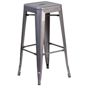 30.25 in. Clear Coated Metal Bar Stool