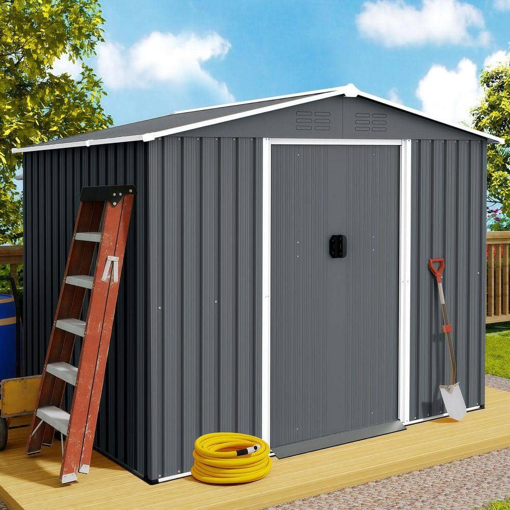 ToolCat 8 ft. x 6 ft. Outdoor Metal Storage Shed Tool Home with