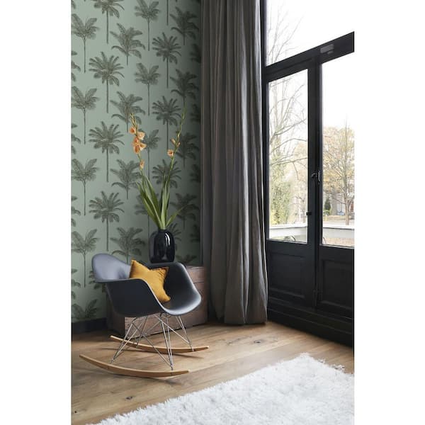 Taj Sage Palm Trees Wallpaper Sample