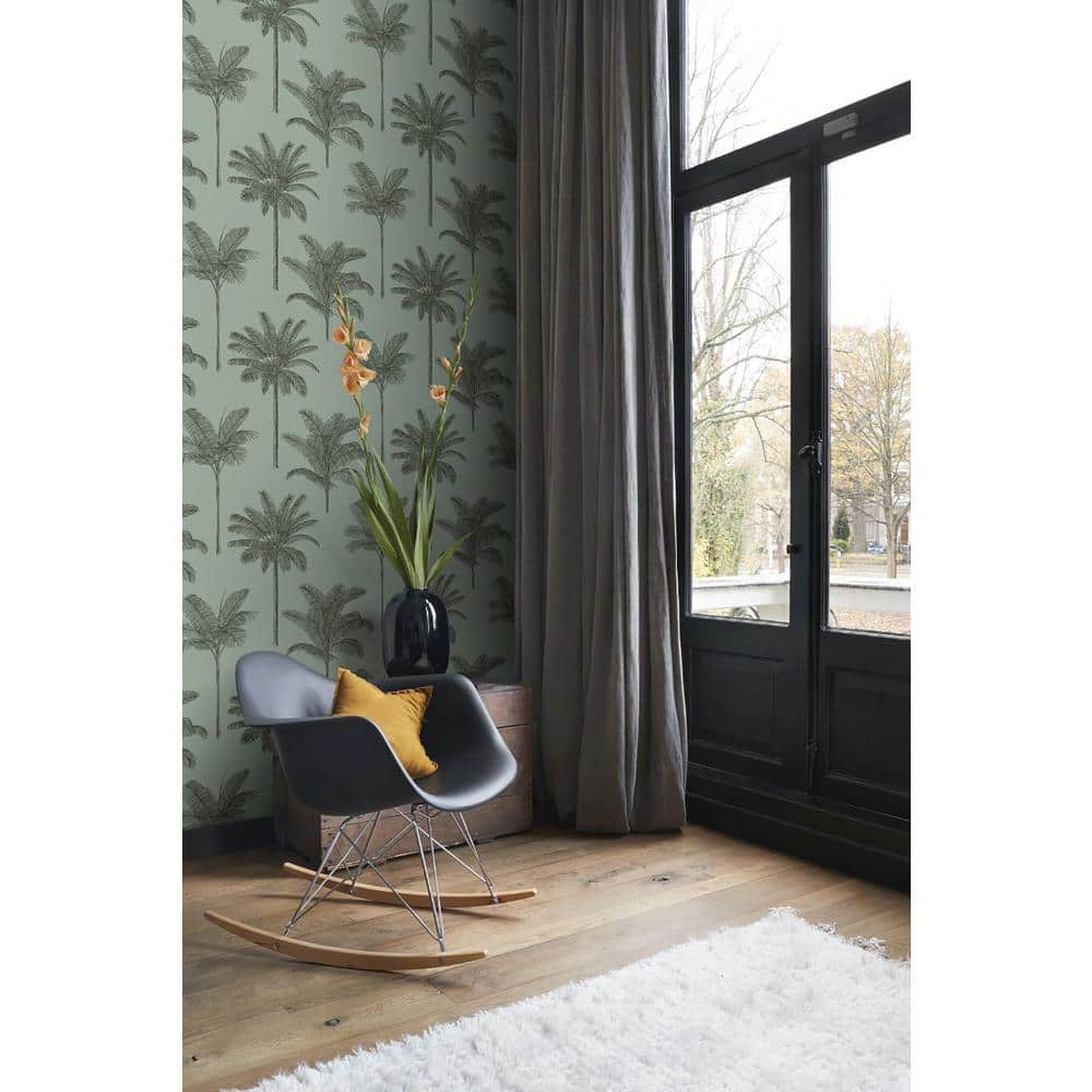 Sage Green Non-Woven Palm Tree Wallpaper, 20.9-Inch by 33-Foot