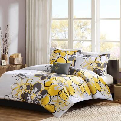 Mi Zone Skylar 3 Piece Yellow Grey Twin, Yellow Twin Bedding Sets