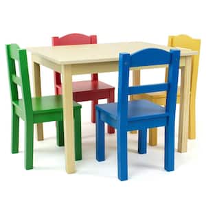 Primary 5-Piece Kids Natural Table and Chair Set