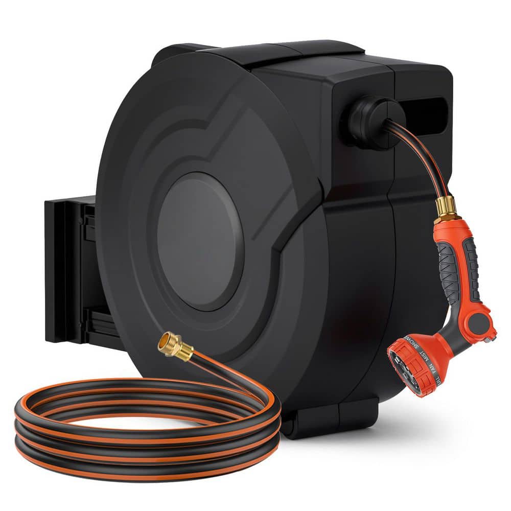 Auto Retracting Slow Rewind Heavy Duty Wall Mounted Hose Reel with 130 ft. 1/2 in. Hose 9-Pattern Nozzle 180° Swivel price history on PriceWatchPro