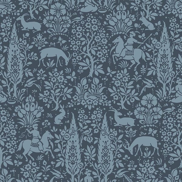 Crown Sherwood Dark Blue Woodland Peelable Wallpaper (Covers 56.4 sq. ft.)