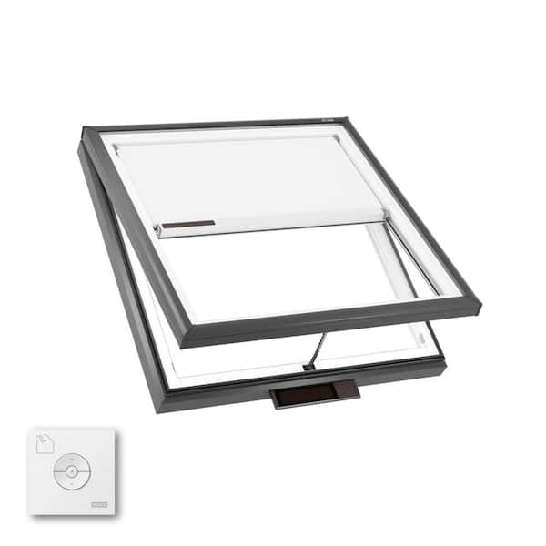 46-1/2 in. x 46-1/2 in. Solar Powered Venting Curb Mount Skylight with Laminated Low-E3 Glass and Room Darkening Shade