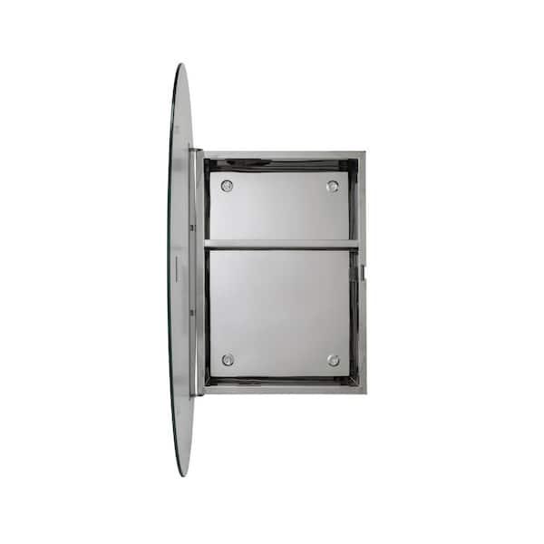 Croydex 18-in x 26-in Surface Mount Polished Stainless Steel Mirrored Oval Medicine Cabinet