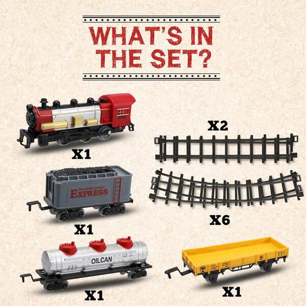 Miniature 9 piece Toy Train & Track Set inc.straight track engine & cars 
