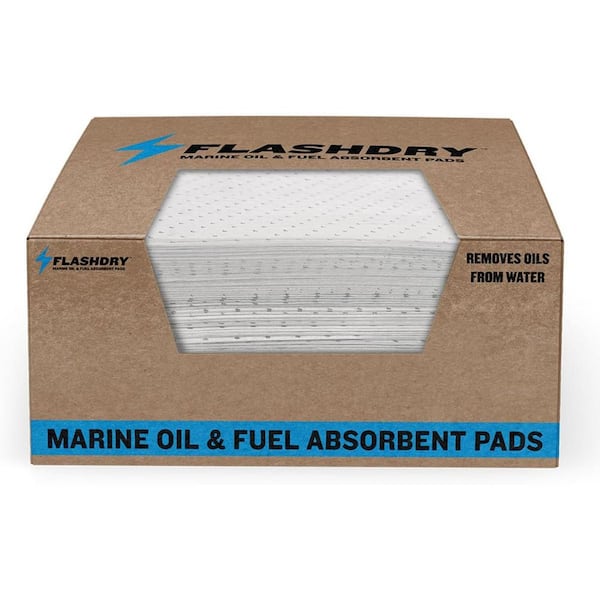 100 Count Box of Marine Oil and Fuel Spill Absorber Pads-Water Repellent, Eco-Friendly, Tear Resistant (1-Pack)