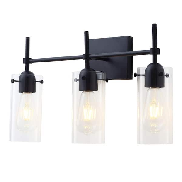 aiwen 21.3 in. Industrial 3-Light Vanity Light with Clear Glass Shades