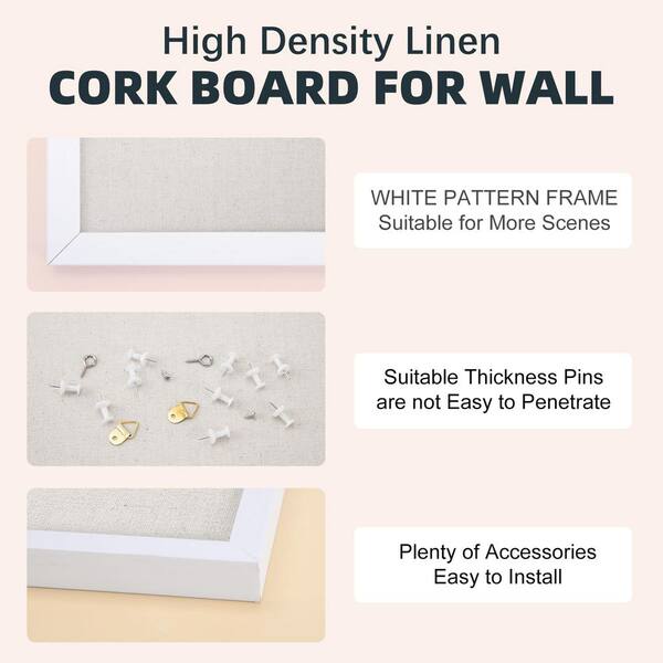 Angel Sar - 12 in. x 16 in. Outdoor Bulletin Board with Linen, Linen Cork Board for School, Home & Office