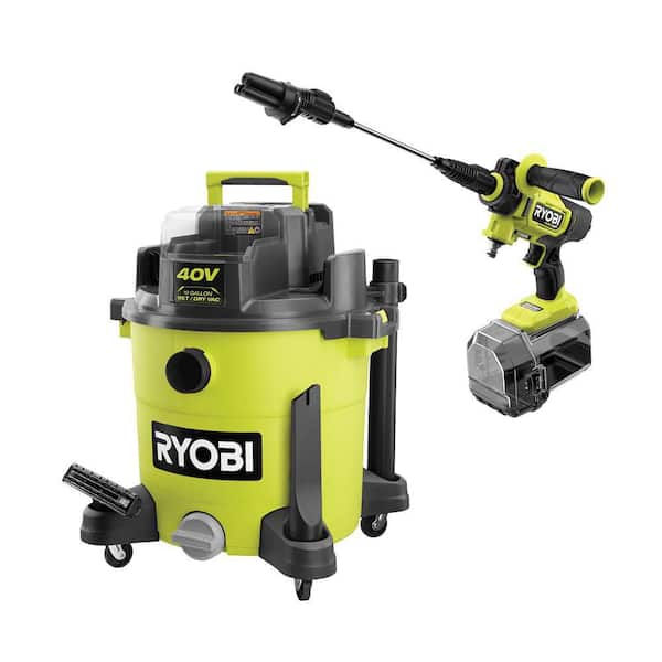 RYOBI 40V 10 Gal. Cordless Wet/Dry Vacuum with 40V HP Brushless EZClean 600 PSI Power Cleaner (Tools Only)