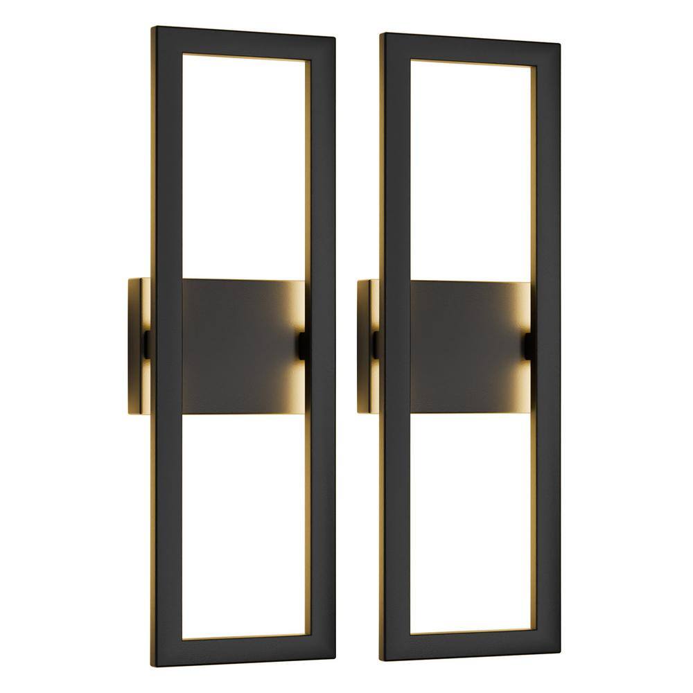 22 in. Matte Black LED Outdoor Hardwired Wall Lantern Sconce (2-Pack) price history on PriceWatchPro