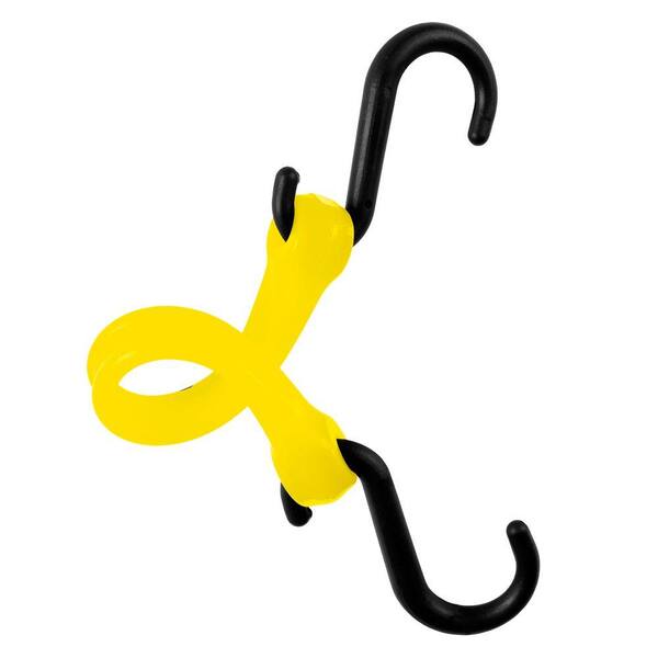 The Perfect Bungee 7 in. EZ-Stretch Polyurethane Bungee Strap with Nylon S-Hooks (Overall Length: 12 in.) in Yellow