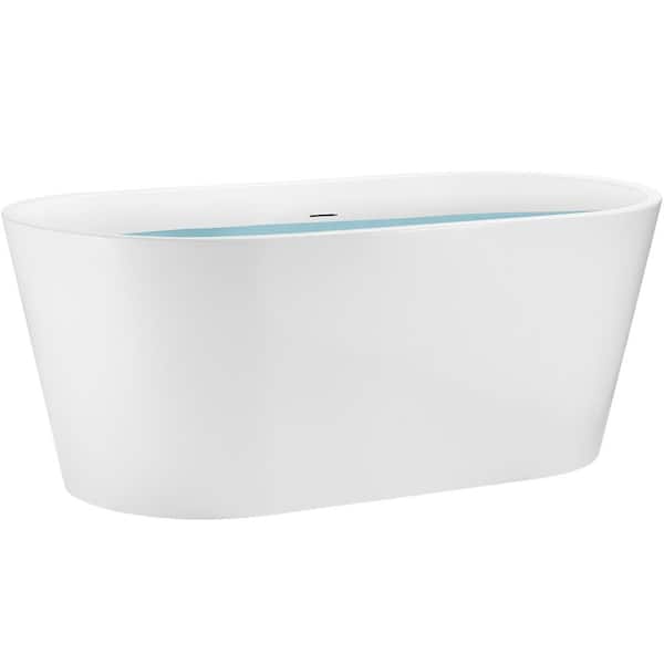 59 in. Fiberglass Double Ended Flatbottom Non-Whirlpool Bathtub in Glossy White