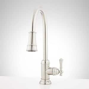 Amberley Single Handle Pull Down Kitchen Faucet in Stainless Steel