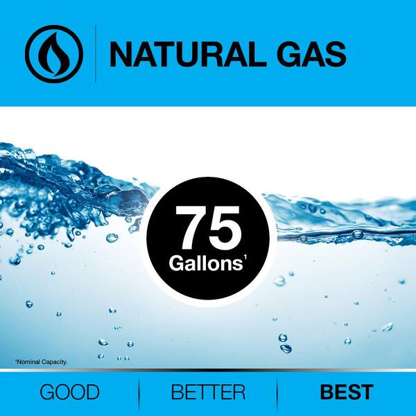 Performance Platinum 75 Gal. Tall 12 Year 76,000 BTU Natural Gas Tank Water Heater Performance Platinum 75 Gal. Tall 12 Year 76,000 BTU Natural Gas Tank Water Heater