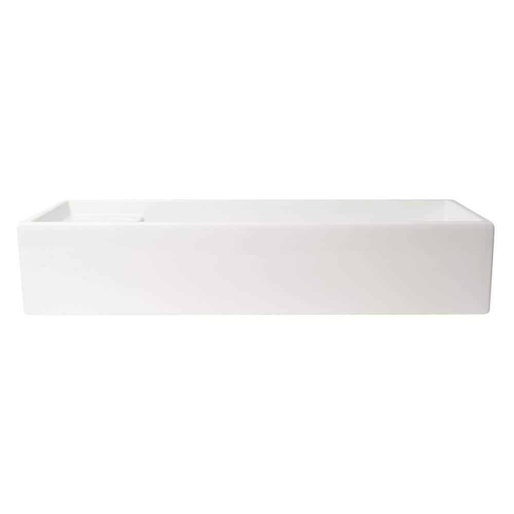 White Ceramic 39.4'' Rectangular Bathroom Trough Sink