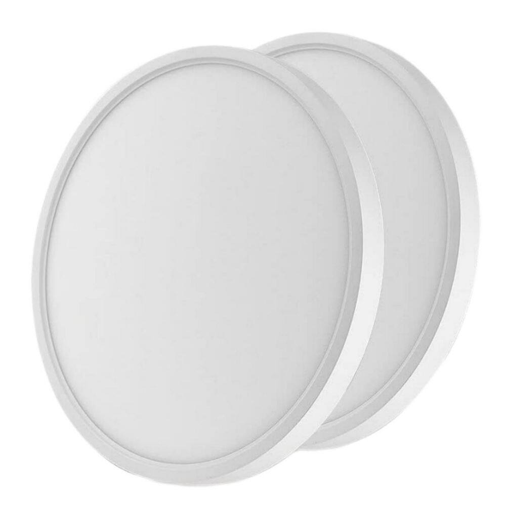 12 in. Low Profile White Round Integrated LED Flush Mount Ceiling Light 120-277V 3600LM 28-Watt Adjustable CCT (2-Pack) price history on PriceWatchPro