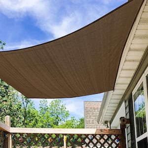 13 ft. x 10 ft. 185 GSM Brown Rectangle Sun Shade Sail, Water Permeable and UV Resistant, Patio Outdoor