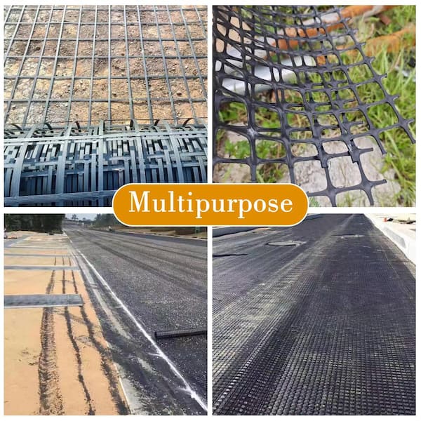 Wellco 3.9 ft. x 164 ft. x 0.2 in. 50KN Biaxial Geogrid Black Fiberglass Paver Base for Landscaping, Sheds, Pathway, Patios