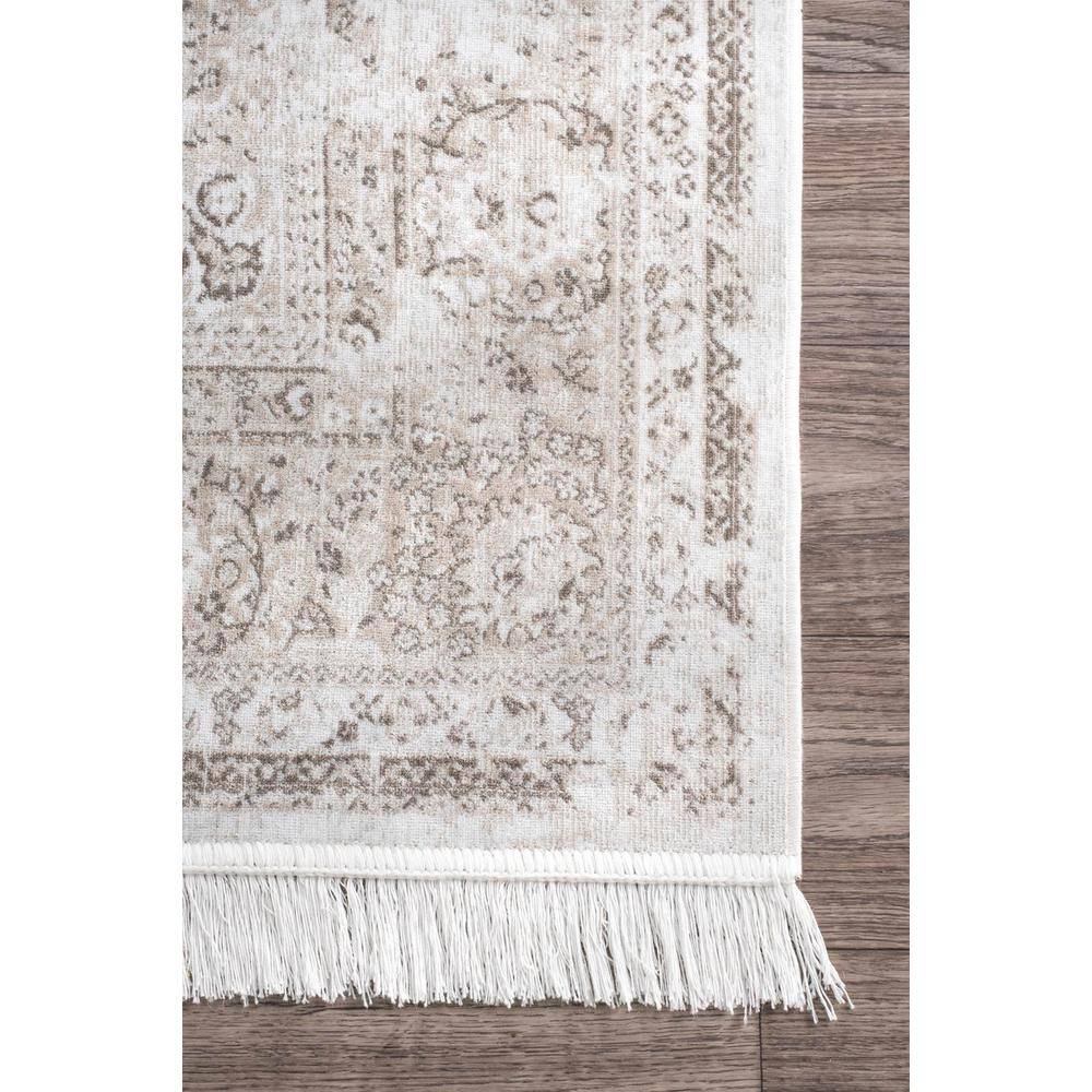 Cantrell Ivory and Beige Wool Viscose 10' x 14' Medallion Area Rug