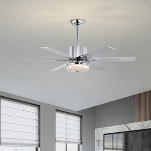 52 in. 3 Speeds Smart LED Light Indoor Chrome Ceiling Fan with LED Light Kit  &  Quiet Reversible Motor & Remote Control