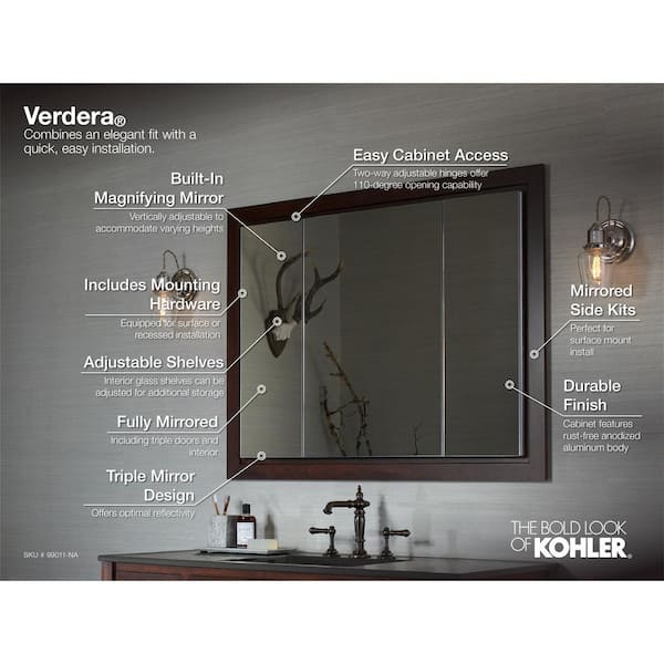 Verdera 40 in. W x 30 in. H Recessed Medicine Cabinet in Anodized Aluminum Verdera 40 in. W x 30 in. H Recessed Medicine Cabinet in Anodized Aluminum