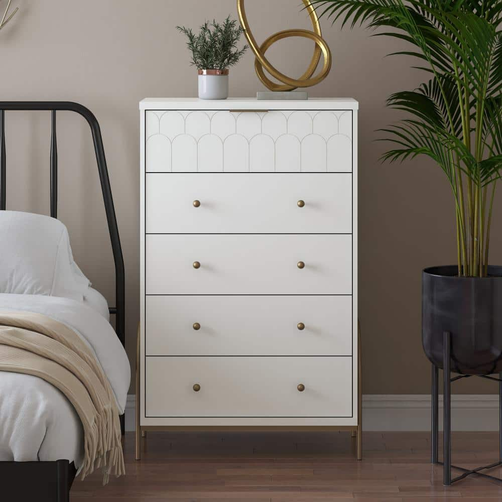 Anastasia 5 Drawer Dresser White - CosmoLiving by Cosmopolitan