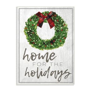 12.5 in. x 18.5 in. "Home for the Holidays Wreath Bow Christmas" by Daphne Polselli Printed Wood Wall Art