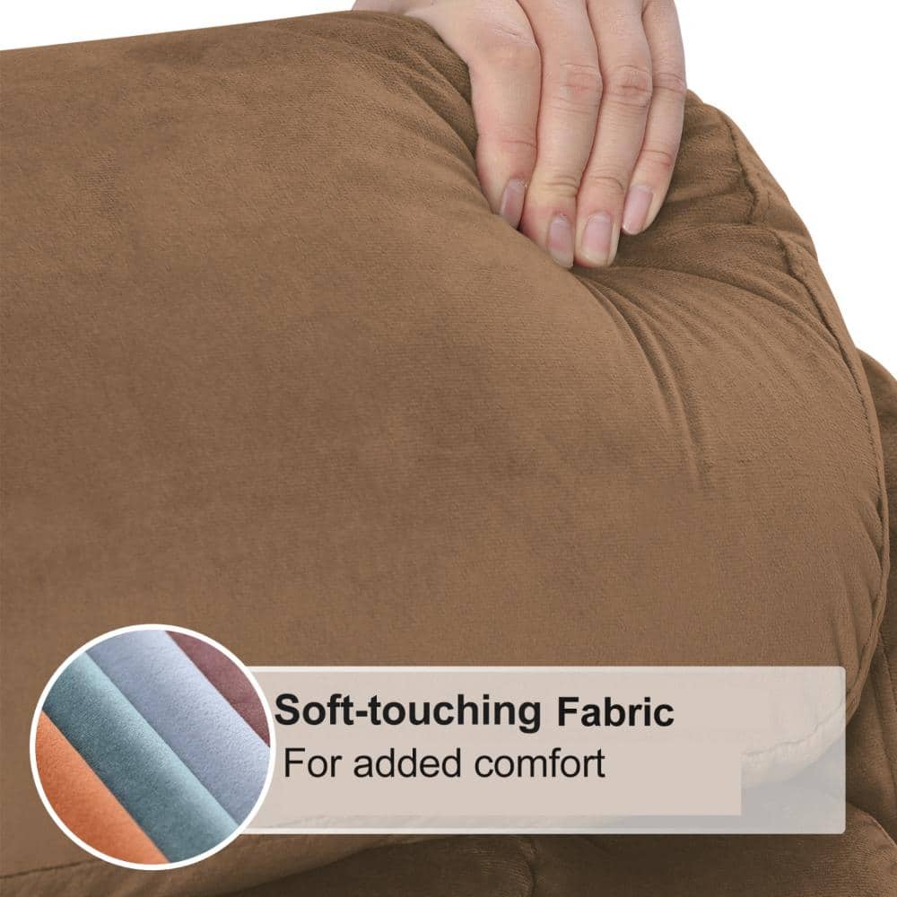Close-up of the soft-touch fabric and cushion on the recliner.