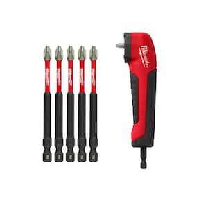SHOCKWAVE Impact Duty 3-1/2 in. #2 Philips Screwdriver Bit (5-Pack) With Right Angle Drill Adapter