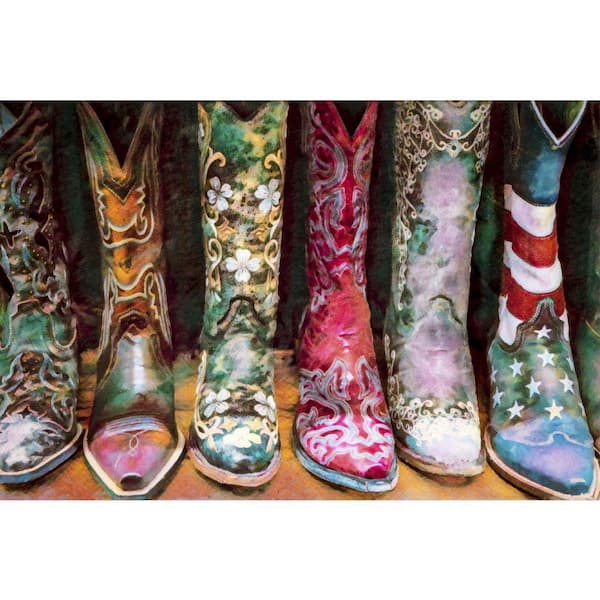 Modern Western Boot Line Up by Grotto Studios 1 Piece Unframed Canvas Drawing Print 36 in. x 24 in.